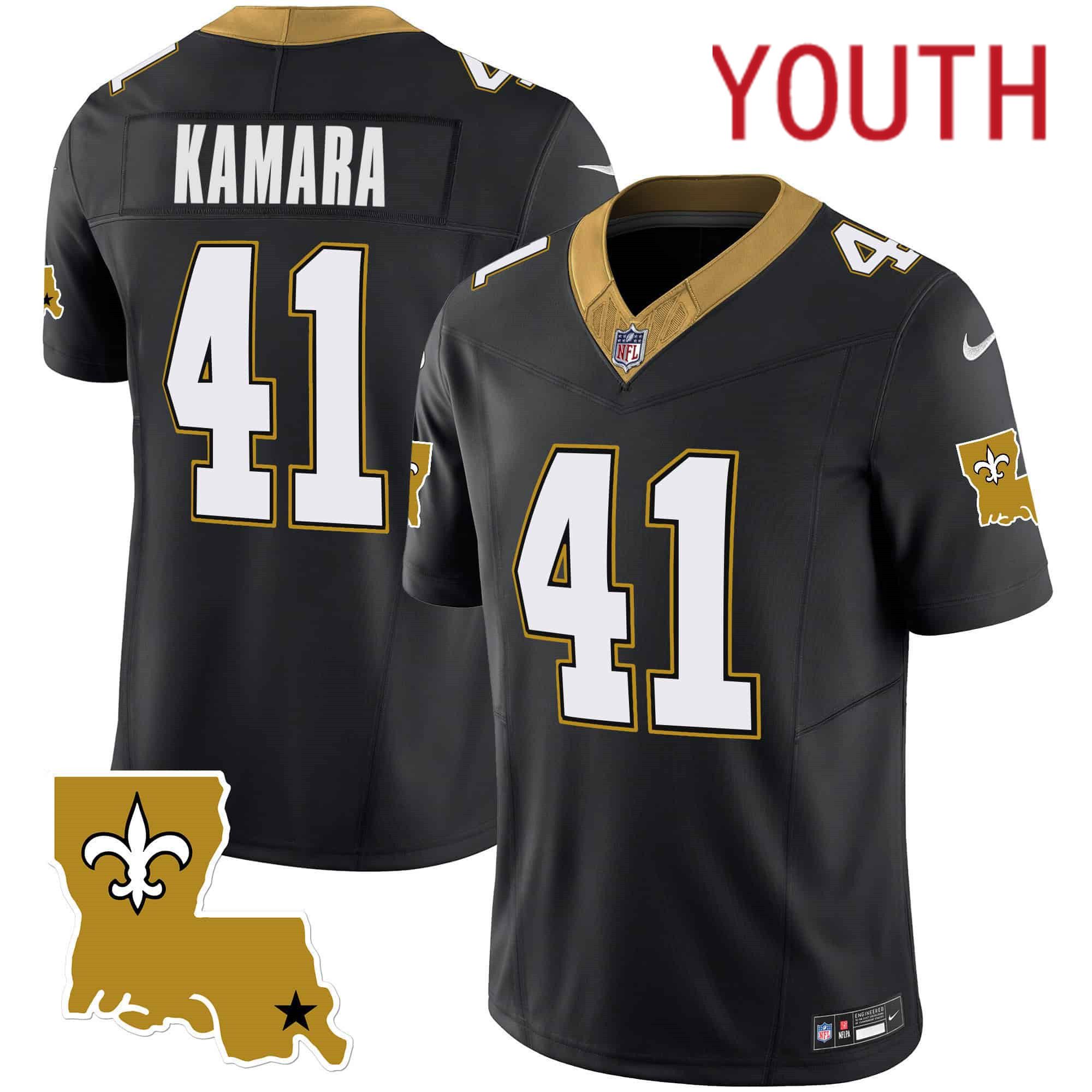 Youth New Orleans Saints #41 Kamara Black 2024 Nike 1987 Legacy Vapor Limited NFL Jersey style 1->youth nfl jersey->Youth Jersey